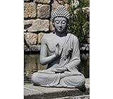 Figur Buddha sitzend mt Handgeste - für Haus und Garten - Höhe 73 cm - dunkelg