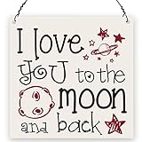 I love you to the moon and back Cute Funny Wand Metall Schild retro Shabby C