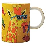 Maxwell & Williams DX0700 Kaffee-Becher – Giraffe – 450 ml – Porzellan glatt bunt – Serie Mulga, in Geschenkbox