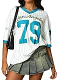 Navneet Oversize Shirt Damen Jersey Top Sommer Longshirt Langes Tshirt Kurzarm Gestreift Basic Oberteile Y2k Going Out Weiß S
