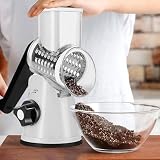 UUE Käsereibe mit Kurbel, Reibe Küche Schnelles Schneiden, Reibe für Gemüse mit 3 Trommelblättern, Gemüseschneider, manueller Trommelreibe, Gemüseschneider Ideal für Käse, Gurken, Karotten, Nüsse usw