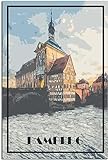 Leinwand-Poster Bayern Deutschland Bamberg Skyline Vintage Reise Poster Home Dekoration Wandgemälde Leinwand Malerei Kunst Ungerahmt 40x60