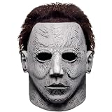 molezu Michael Myers Maske grau，Halloween Hot Movie Latex Horror Scary Masken für Erwachsene Cosplay Kostü