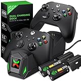 Akku für Xbox One/Series X&S Controller, 2 Stück Hoher Kapazität 2550mAh (2x6120mWh) Akku mit 25 Std Spieldauer LED-Anzeige, Akku Kompatibel mit Xbox Series X&S/Xbox One S/X/Elite C