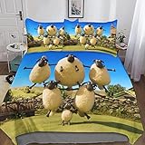 POWBAG Shaun das Schaf Bettbezug Bettwaren Cartoon-Figuren Bettwäsche-Set Für Jungen Mädchen 3D Tagesdecke Bettbezüge 3-teiliges S