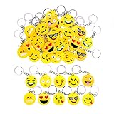 JZK 50 x Mini Emoji Schlüsselanhänger Tasche Anhänger, Mitgebsel Geschenk Gastgeschenk für Kinder Party Geburtstag Party