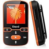 Etacé MP3 Player Bluetooth 5.2, Sport Musik-Player mit 16GB internen Speicher, UKW-Radio, E-Book, Schrittzähler, Sprachaufzeichnung und Unterstützung für bis zu 128 GB TF/Micro SD