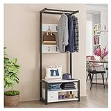 LiuGUyA Exquisite Clothes Rail Rack Coat Rack with Seat,Multi-Purpose Coat Rack Shoe Bench,Industrial Design Clothes Rack,for Hallway,Office Entryway,H