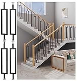 LIBINUP 4 Stück Spindelsäulen für Innentreppen, Plattformgeländer, 70–120 cm Höhe, Treppengeländer mit um 270° drehbarer Halterung, dekorative Geländerspindeln/weiß/110 cm/43,5 Z