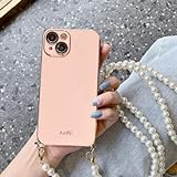 HyqHyx Pearl Crossbody Lanyard Strap Chain Handyhülle für iPhone 14 13 11 12 Pro Max Mini 8 7 6 Plus Xr X Xs Max SE 2020 Plating Cover, Pink, für iPhone 12 M