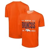 FOCO NFL Herren-T-Shirt, offizielles Lizenzprodukt, Fußball-Team-Logo, Wordmark, Distressed Performance, Team-Farbe, Rundhalsausschnitt, Denver Broncos - Orange, XL