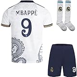 MAILLOT ENFANT R. Madrid #10 Mbappe Special Edition Drache weiß für Kinder Neue Saison, Shorts, Socken, Jugendgrößen, weiß, 26/152 (8-9 Années)