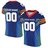 Personalisiertes American FootballTrikot Custom Football Jersey Personalized Printed Team Name & Number Tee für Männer Frauen Jugend Unisex Schnelltrocknend Atmungsaktiv T-Shirt(#A 7)