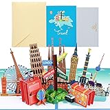 Joyoldelf Pop Up Reisegutschein, Reisegutscheinkarte, 3D Gutscheinkarte für Urlaub, Gutschein für Flugticket, Geldgeschenk für Urlaubsgeld,Geschenkkarte für Reisen, Urlaubsg