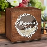 WOODAMORE Flitterwochen Fund Box für Hochzeit - Rustikale Holzkartenbox Honigmond Funds Box, Elegante Hochzeitskartenbox für Empfang, Geburtstage, Abschlussfeiern, Baby- und Brautparty