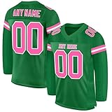 WEOPLKIN Personalisiert American Football Trikot Individuelles Name Nummer Spieltrikots Schnelltrocknend Rugby Trikots Damen Herren Junge Mädchen Kinder grü