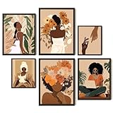 EXCOOL CLUB Black Girl Wandkunst – 30,5 x 40,6 cm, Boho, schwarze Frauen, Kunstdrucke, schwarze Mädchen, Gemälde, Poster, afroamerikanische Bilder für Zuhause, Schlafzimmer, Dekorationen (ungerahmt)