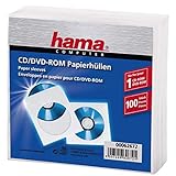 Hama CD-/DVD-/Blu-ray Papierhüllen (mit transparentem Sichtfenster, verschließbar) 100er-Pack, weiß