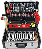 FAMEX 420-88 Alu Werkzeugkoffer gefüllt mit Top Werkzeug Set - ERWEITERBAR - Werkzeugkasten in Top Qualität - für den gewerblichen E