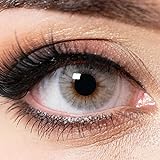 Kontaktlinsen farbig ohne Stärke grau | farbige Halb-Jahreslinsen eisgrau | weiche Linsen Hydrogel | 2 Stück Farblinsen + Linsenbehälter | 0.0 Dioptrien | natürliche Farben | Charmiga Crystal Gray