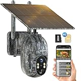 4G LTE Wildkamera Solar, 2.5K Live Übertragung Wildkamera mit Handyübertragung App, 355° Schwenk 90°Neigung Handyeinstellung, Wildkamera mit SIM Karte, Wildtierkamera mit Nachtsicht Bewegung