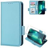 FortiCase Hülle + Displayschutzfolien für Sony Xperia 8,Flip Magnet Leder mit Hülle Kartenfach WalletStandfunktion Case,Klappbar Stoßfest Handyhülle - Blue-LZ4