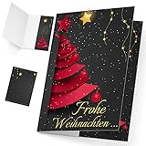 BREITENWERK Weihnachtskarten Set (12 Stück) WEIHNACHTSBAUM - edle Premium Klappkarten - ideal privat & geschäftlich - Frohe W