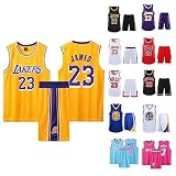 2-Teiliges Kinder/Erwachsene Basketball Jersey,Kinder/Erwachsener Basketball Jersey & Basketball Shorts,Kinder/Erwachsener ärmelloses Atmungsaktives Basketball T-Shirt Weste und Shorts Gelb XL