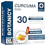 BOTANICY Curcuma forte - 30 Kurkuma Kapseln - Flüssiges NovaSOL Curcumin plus Vitamine C und D - Hochdosiert, Hohe Bioverfügbarkeit, Ohne Piperin - Laborgeprüft in D