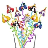 Gori-lla-Spiel-Geburtstagsparty-Zubehör, Gori-lla-Partyzubehör, Strohhalm-Spiel-Thema, wiederverwendbare Kunststoff-Trinkhalme mit 2 Reinigungsbürsten für VR-Spiel-Mottoparty für Kinder und Fans (6
