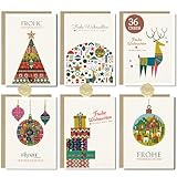 36 Weihnachtskarten set mit Umschlägen - A6 Postkarten Set,Weihnacht Grußkarte für Familie Freunde Geschäftlich Kunden (6 * 6)