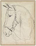 Amanti Art Gerahmter Kunstdruck auf Leinwand, Motiv Pferd im Zaumzeug, Sketch II von Jennifer Paxton Parker, gerahmte Leinwandkunst für Wanddekoration, Wohnzimmer, Schlafzimmer, Badezimmer, Küche,