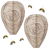 2-Stück Wespennest Attrappe Wetterfest,Hornissennest Attrappe Wetterfest Anti Wespen Attrappe Mittel Wespenfalle Gegen Wespenschreck Garten DraußEn für Bienenabwehr Wespenabwehr & Hornissenabw