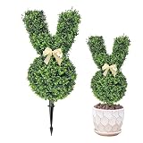Topiary Dekoration Häschen Statue für Ostern - Entzückende Formschnitt- | Outdoor Formschnitt-Hase | Osterdekoration Statue Künstlicher Baum | Saisonale Szene Requisiten für W