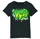 VfL Wolfsburg - T-Shirt Graffiti Kids Schwarz | 100% Bio-Baumwolle | Pflegeleicht | 98/104