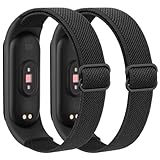 Mugust 【2 Stück】 Armband für Xiaomi Mi Band 6/Mi Band 5/Mi Band 4/Mi Band 3 Armband, Weiches Elastisch Nylon Ersatzarmband für Amazfit Band 5/Xiaomi Mi Band 7/6/5/4/3 für Damen Herren (FPack)