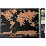 Weltkarte zum Rubbeln,Rubbel Landkarte,Das Komplette-Set mit allen Accessoires Bunte Flaggen und Aufkleber,Landkarte als Wandposter zum Pinnen,für Reiseliebhaber,42.5 x 30