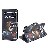 König Design Handyhülle Kompatibel mit Samsung Galaxy S6 Edge Plus Handytasche Schutzhülle Tasche Flip Case mit Kreditkartenfächern - Don't Touch My Phone Bär mit Kettensäg