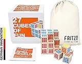 FRITZO Cube Würfelspiel & Knobelspiel für Erwachsene, Jugendliche & Kinder - 3D Zauberwürfel als Familienspiel - Holzspiel - Qualität für G