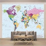 Einfache Bunte Weltkarte Kunst 3D Tapeten Tapete Luxus Home Esszimmer Fototapete Effekt Wohnzimmer Schlafzimmer Kinderzimmer-200cm×140