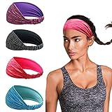 Damen Sport Stirnband - Breit Schweißband Stirn für Yoga Laufen Workout Training Fitness Tennis Gym Fahrrad Wandern Joggen - Elastische rutschfeste Haarb