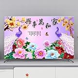 Neue Europäische Stil Tv-abdeckung Staubdichtes Tuch Haushalt 55-zoll-desktop-tv Dekorative Tv-abdeckung Staubschutz(Size:65IN(152X92CM),Color:A)