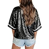 Oberteil Glitzer Damen Festival - Lässiges Glitzer-T-Shirt Mit Lockerer Passform Und Pailletten-Design – EIN Bequemes Basic-Shirt Für Damen Perfekt Für Jeden Tag