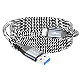 3m USB-C-Kabel 10Gbps Datenübertragung, Nylon-geflochtenes QC 3.0 Typ-C-Schnellladekabel USB-A zu USB-C Ladegerätkabel für iPhone 15 Pro, Samsung Galaxy S20/S21, Moto G9, Google Pixel, Webcam, Sw