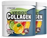 Collagen Pulver Vegan - TROPICAL FRUITS - veganes Kollagen mit 10 g Collagen-Aminosäuren aus Fermentation - mit Hyaluron, Silizium aus Bambusextrakt & natürlichem Vitamin C - Collagen-Drink - 2x320g