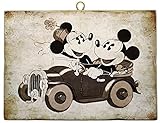 KUSTOM ART Bild im Vintage-Stil, Serie Mickey Maus & Mickey Maus im Auto – Minnie & Mickey Maus im Auto zum Sammeln Druck auf H