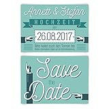 Save the Date Karten (10 Stück) - 50er Jahre Werbung in Mintgrün - Hochzeitsk