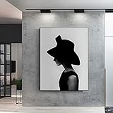 WDQTDW Leinwanddruck Portrait Poster Berühmten Audrey Hepburn Wand Kunst Leinwand Gemälde Schwarze Und Weiße Wand Bilder Für Wohnzimmer Home D