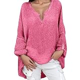 Damen Mit Print Sommer Tshirt - T-Shirt Sommer Kurzarm Farbverlaufs-T-Shirt Tshirt Damen Oversize Aufdruck Tshirt Baumwolle Casual Damen Top 3/4-Ärmeln Leinenbluse D