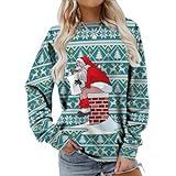 Luckxing Pullover mit Weihnachtsmann-Print - Weihnachts-Sweatshirts mit 3D-Druck Weihnachtsmann | Damenbekleidung für Zuhause, Einkaufen, Treffen, Spazierengehen, W